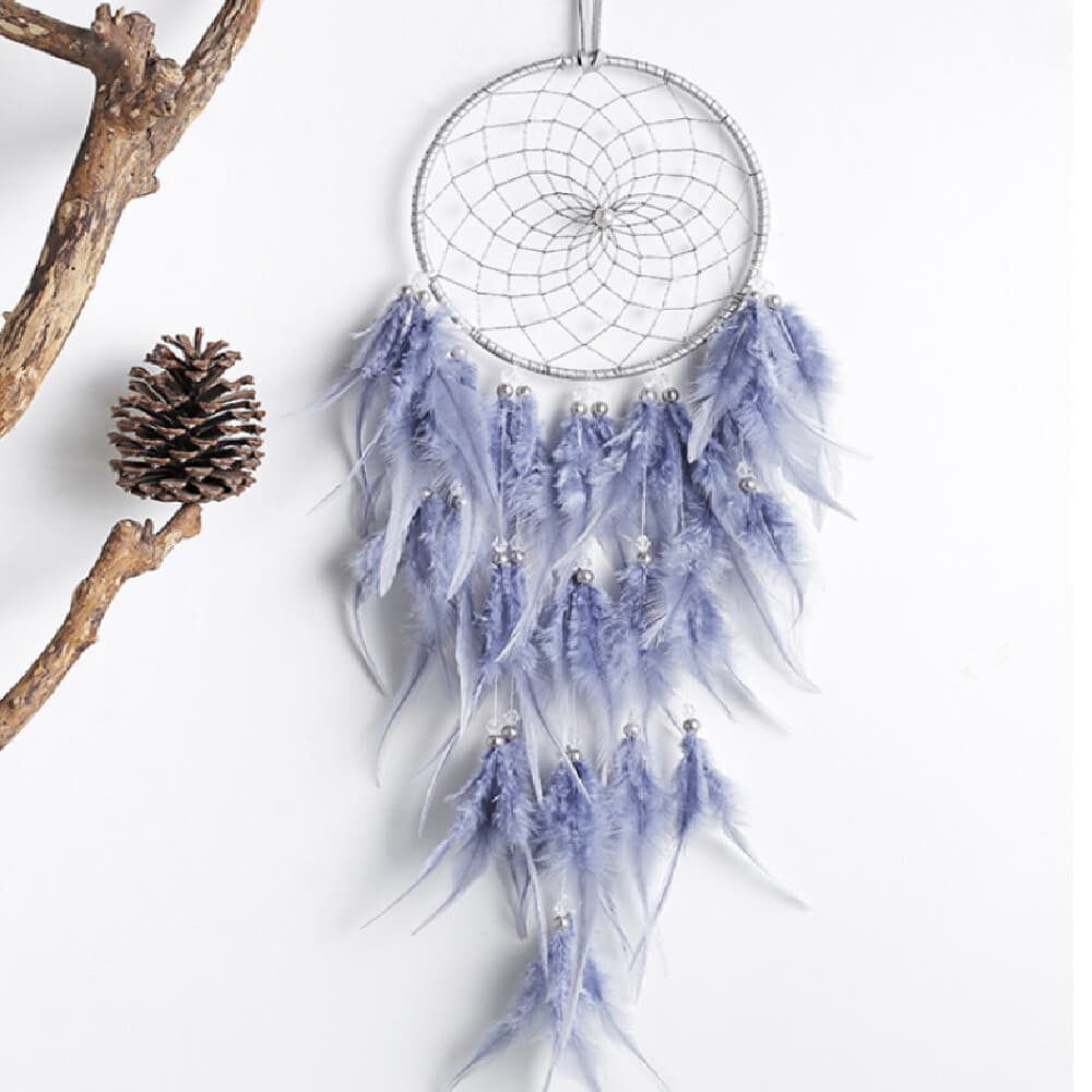 2pcs Dream Catcher Light Blue Pink Feathers Wall Hanging Decor Kid birthday Gift 3