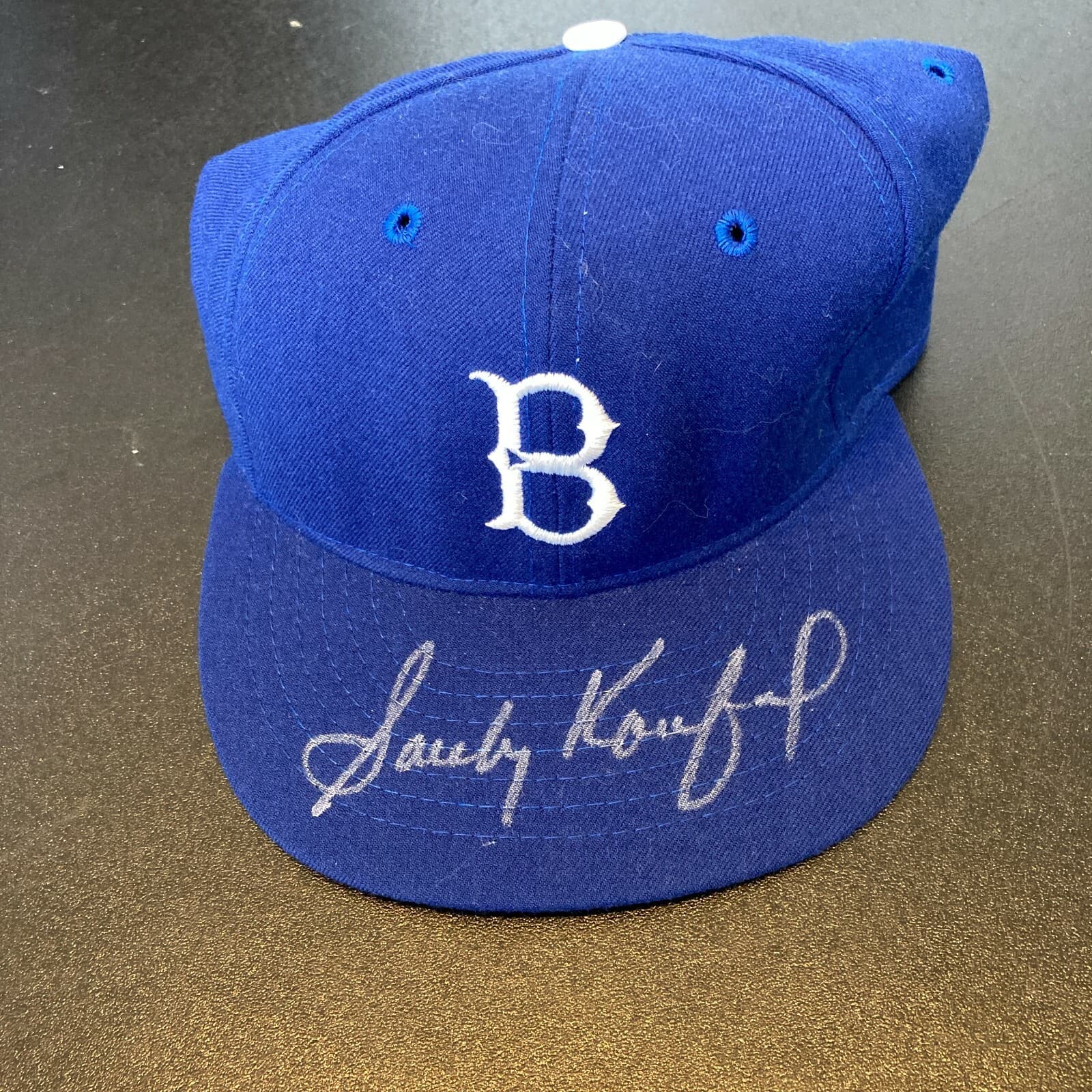 Beautiful Sandy Koufax Signed Brooklyn Dodgers Game Model Baseball Hat JSA COA 2
