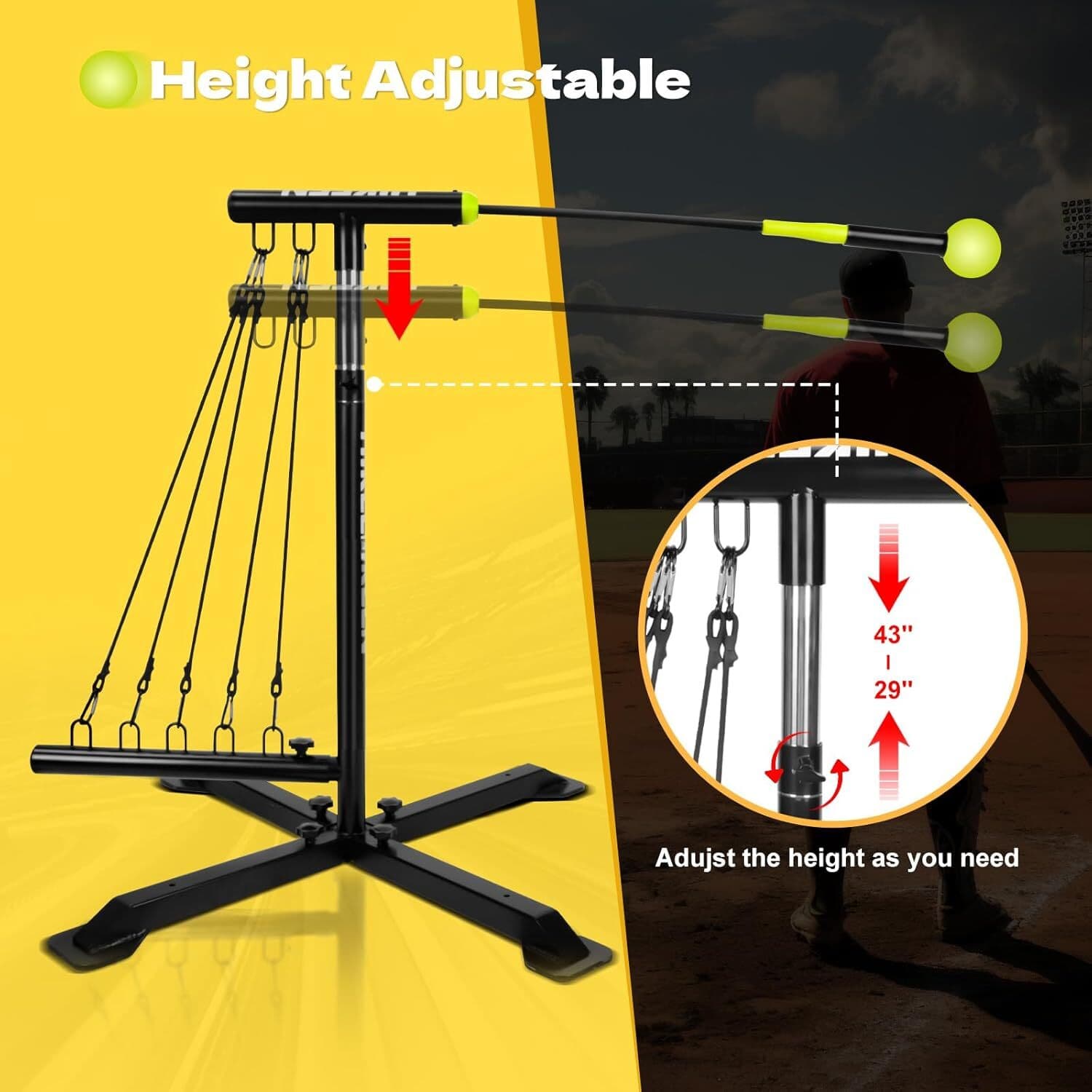 Baseball Softball Swing Trainer Aid, Adjustable Baseball Training Equipment 5