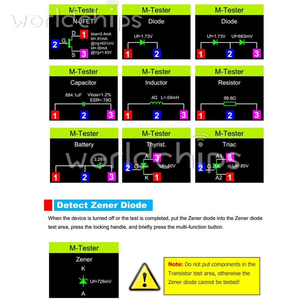 LCR-TC1 1.8" TFT LCD Transistor Tester Diode Triode Capacitor Resistor Meter U-S 6
