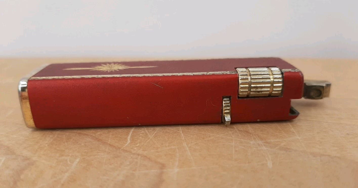 Vintage Hi Lite Lighter Korea Red Gold Cigarette Lighter KBL ? 3