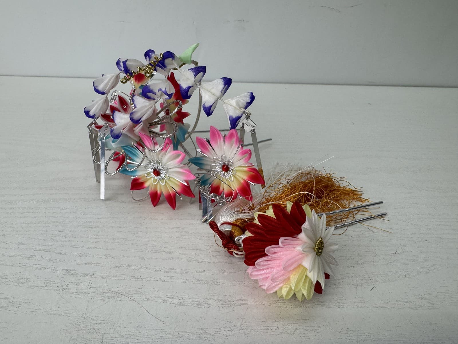 Y9681 KANZASHI Hair stick accessory ornament hairpin box Japan antique kimono 5