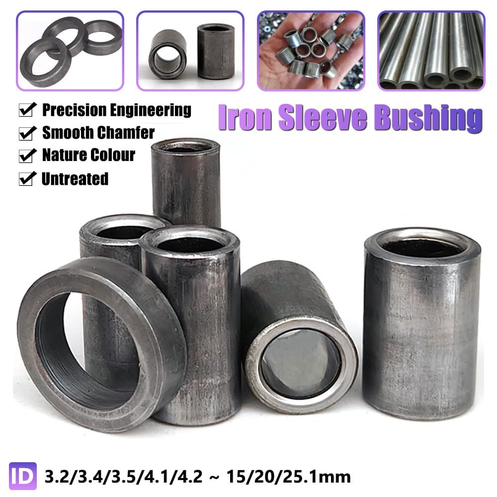 A3 Iron Steel Sleeve Bushing Standoffs Spacers Collar Bush ID 3.2mm - 25.1mm