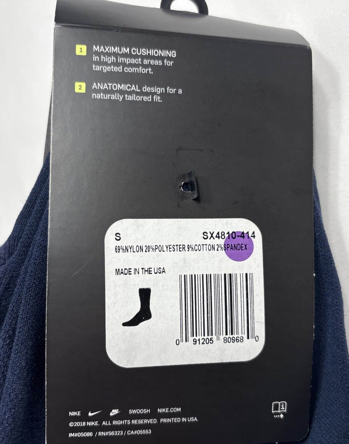 NIKE VAPOR KNEE HIGH BASEBALL Socks ROYAL BLUE SX4810-414 Sz Small 2 Pairs 5