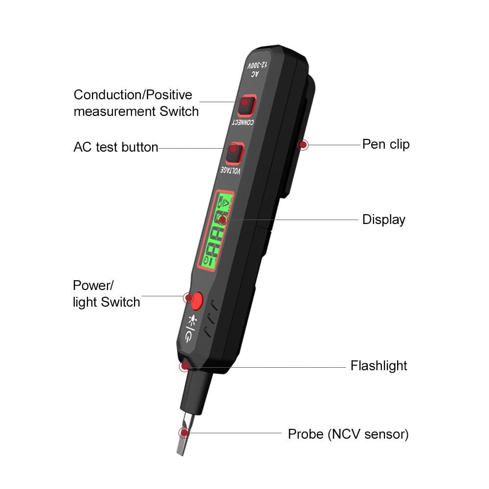 HABOTEST HT89 Voltage Electric Tester Volt Detector Test Pen AC DC 12-250V 6