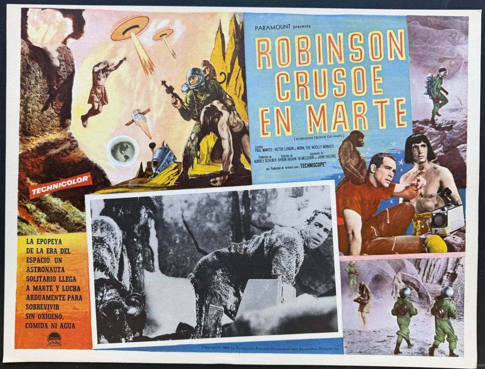 ROBINSON CRUSOE ON MARS ADAM WEST PAUL MANTEE MEXICAN LOBBY CARD SET UNUSED 64 5