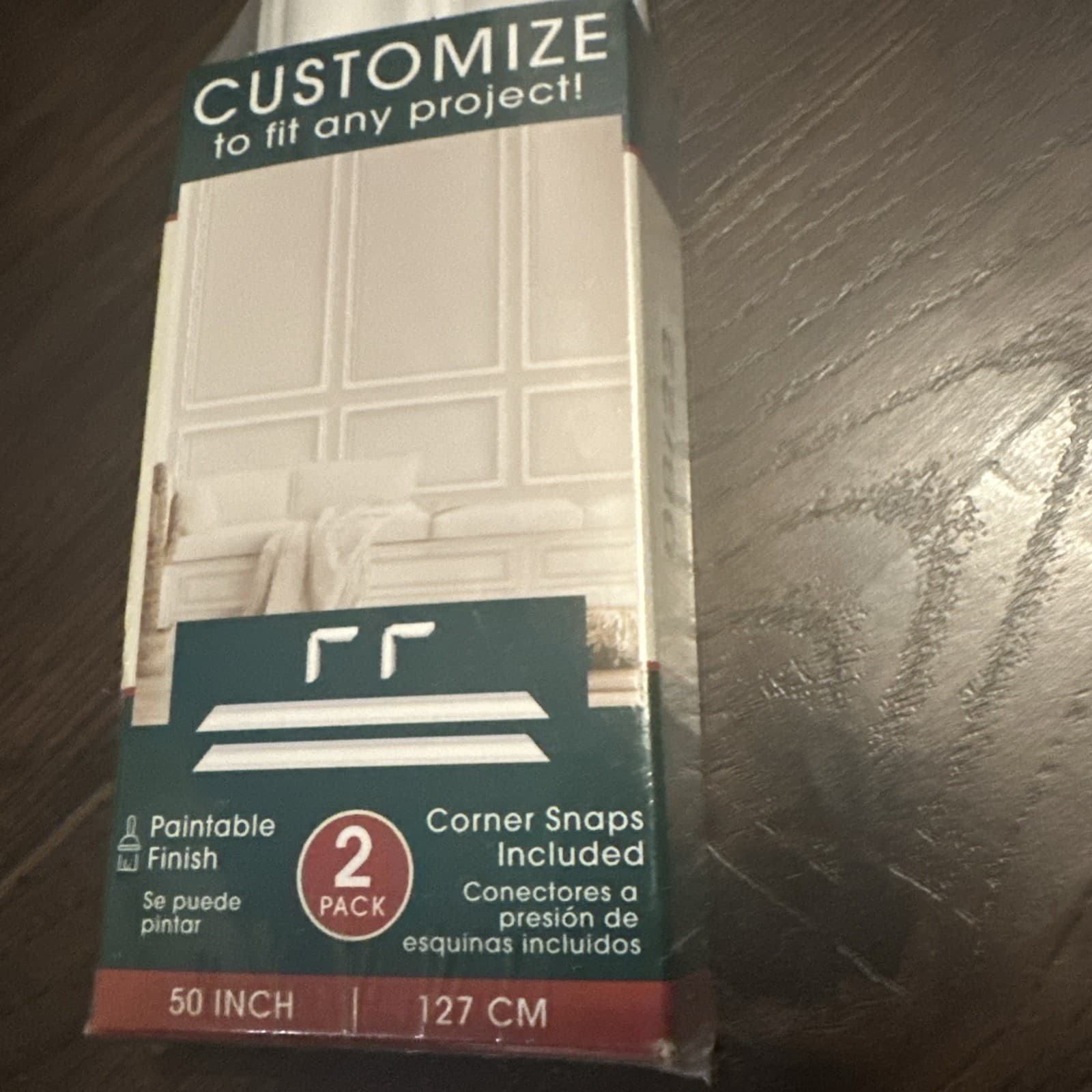 2-Pack 50" Wall Panel Rail Kit White Finish Polystyrene Picture Frame Moulding 2