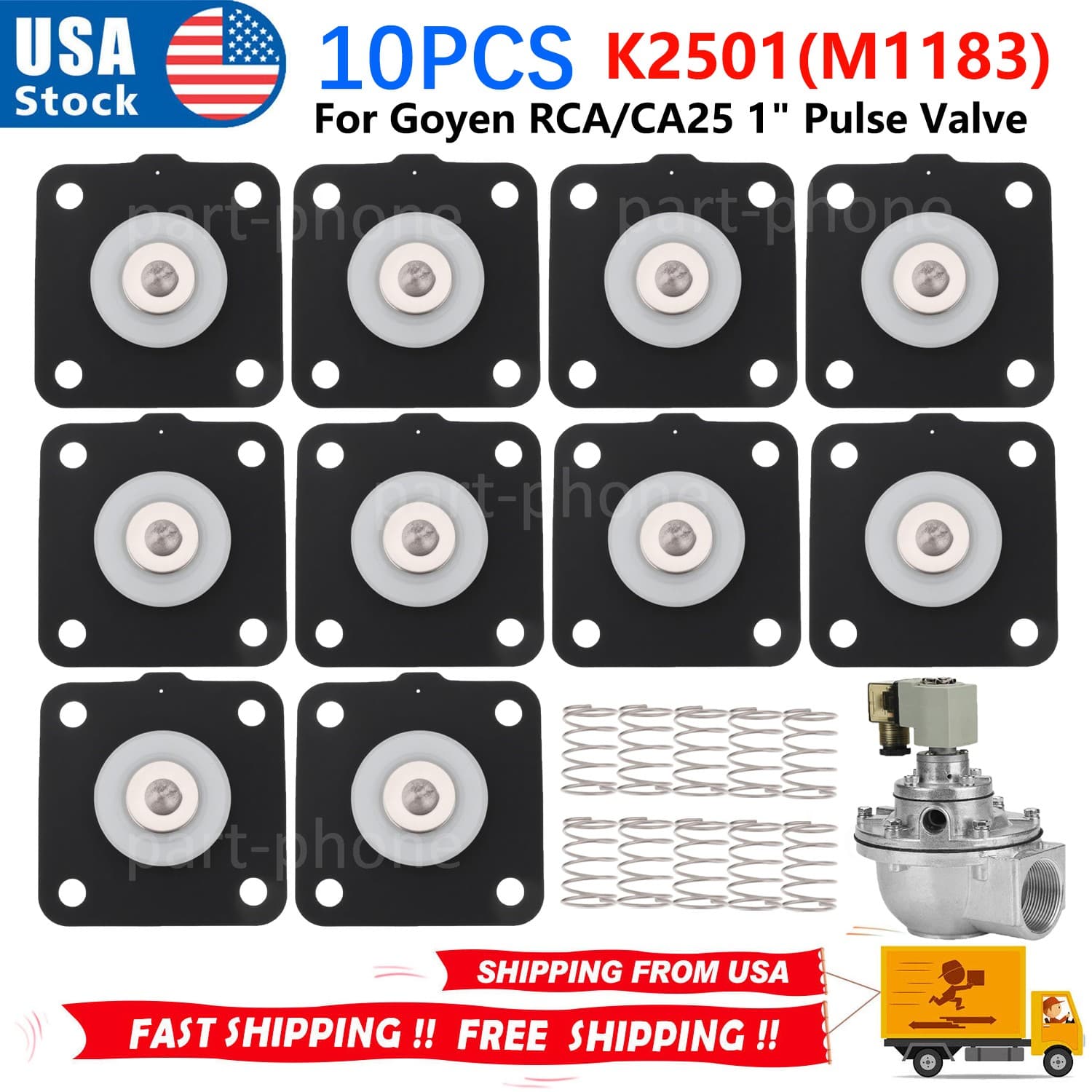 10PACK For PENTAIR GOYEN K2501 Diaphragm Repair Kits High-Primary 1" Pulse Valve