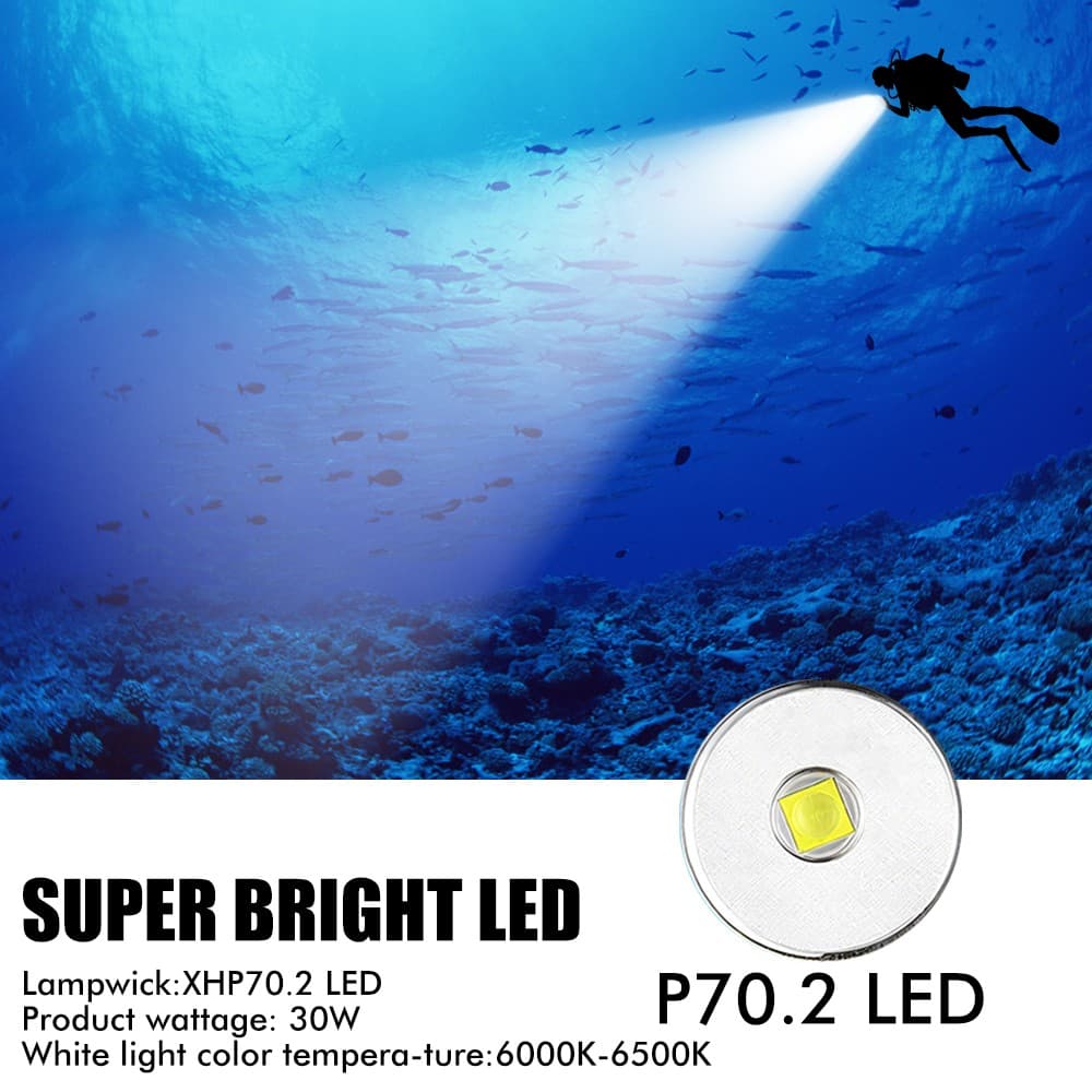 Professional Underwater Scuba Diving Flashlight LED Waterproof Dive Light Lamp 3