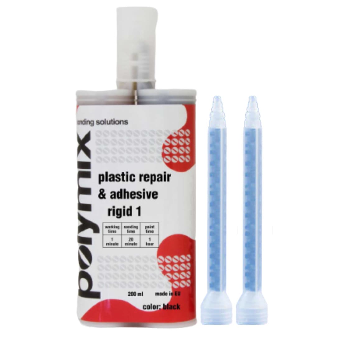 Polymix Black Automotive Rigid Plastic Repair & Adhesive Cartridge 200ml