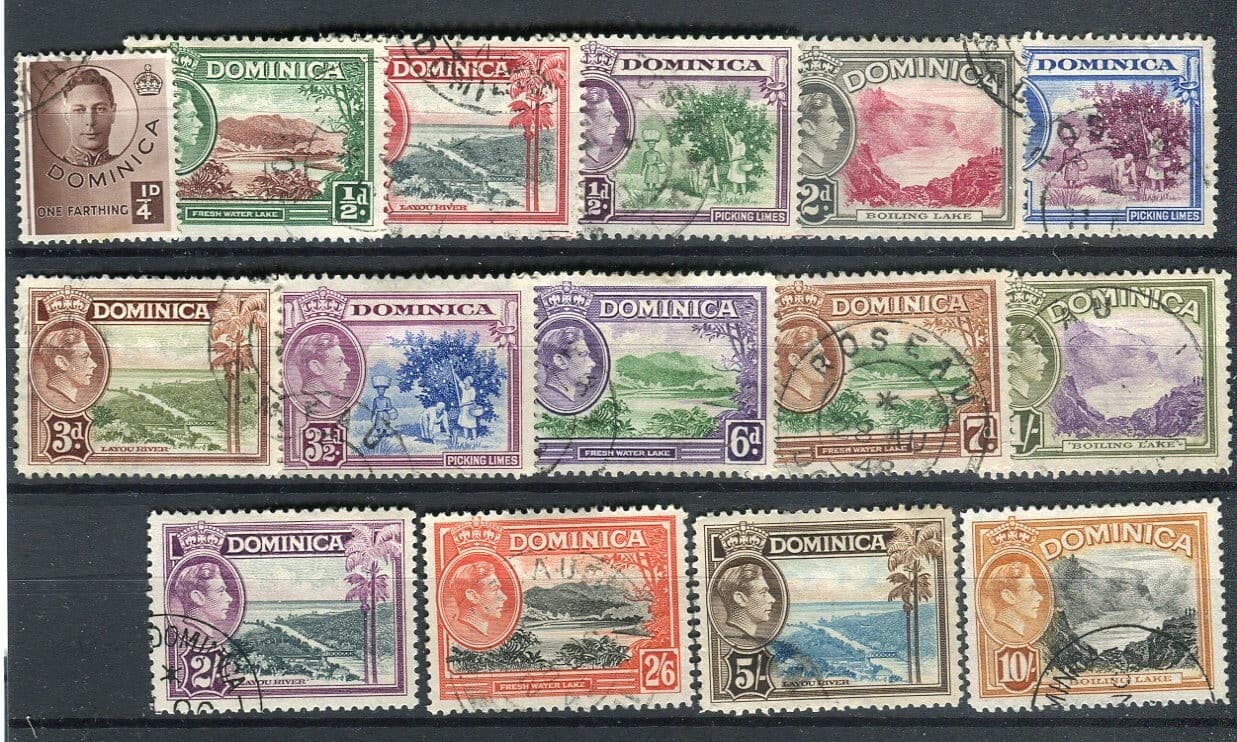 Dominica KGVI 1938-47 definitive set of 15 SG99/109 fine used