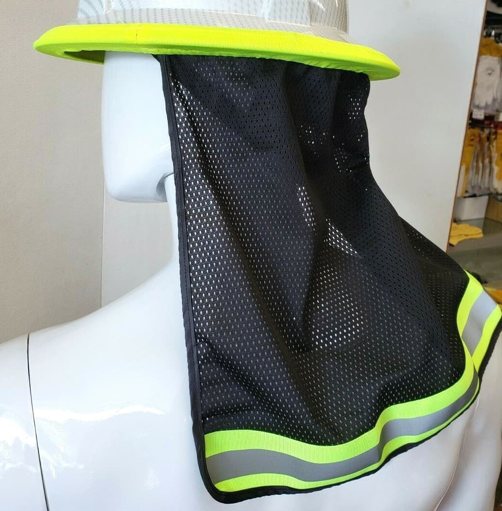 FX SAFETY HARD HAT NECK SHIELD HELMET SUN SHADE HI VIS REFLECTIVE STRIPE 3