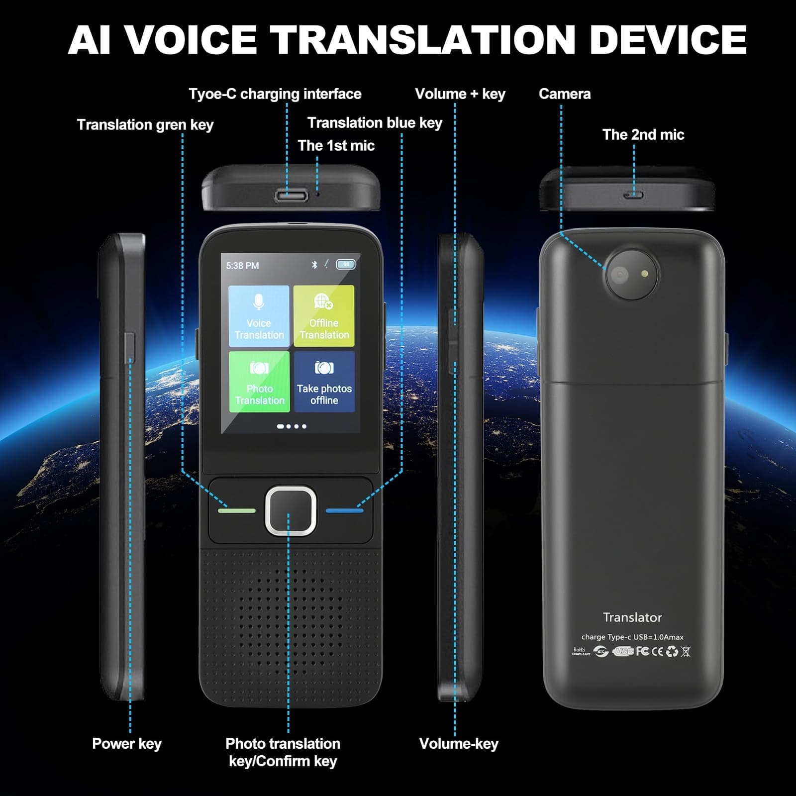 Instant Language Translator Device 2025 Traductor De Voz Instantaneo 138 Idiomas 2