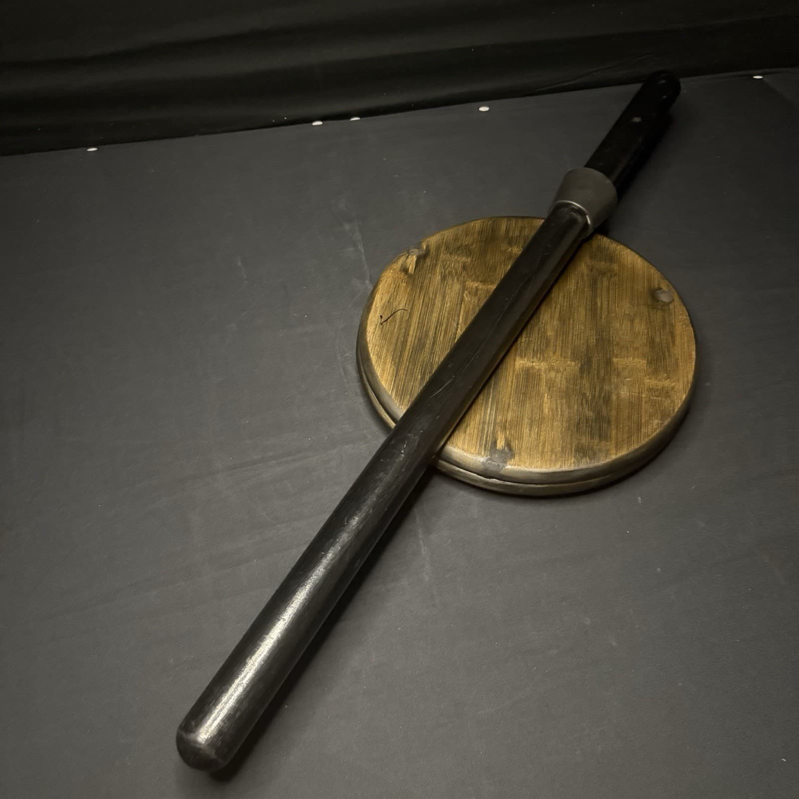 Wood Walking Stick 26" Black with Rubber Hand Guard 2