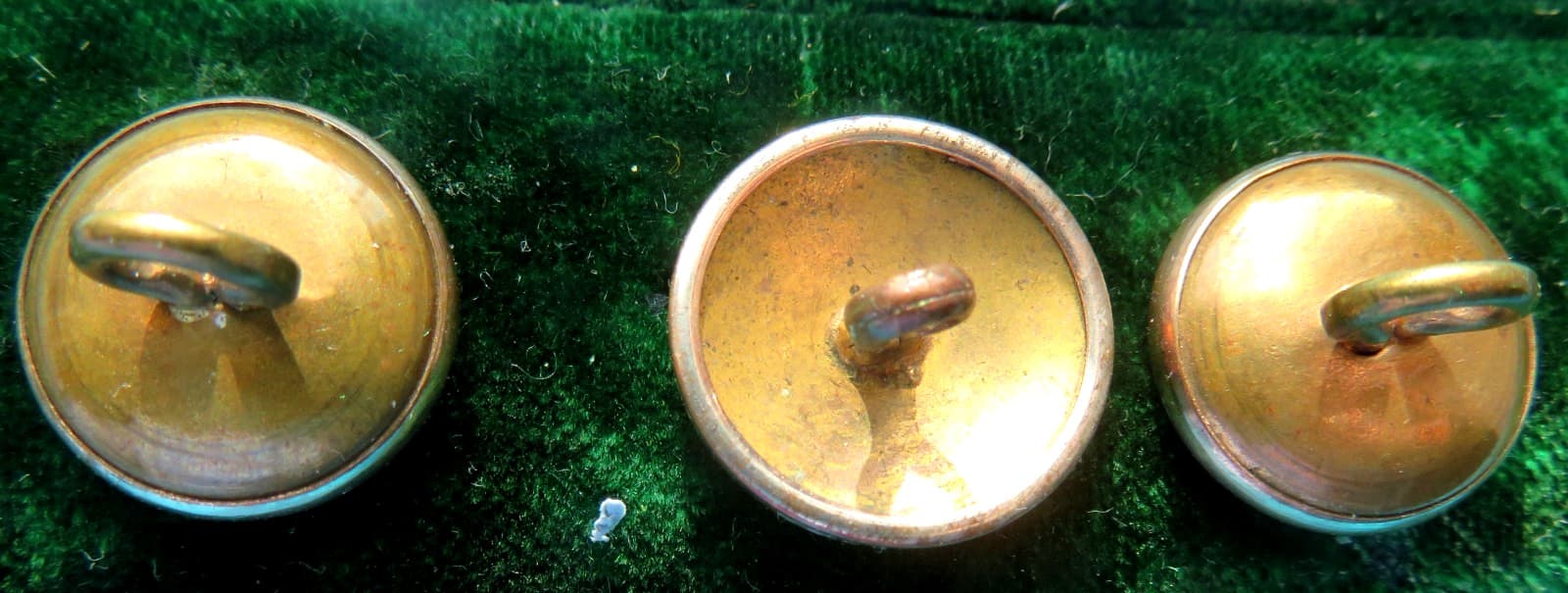 ANTIQUE 3 BRASS SMALL BUTTONS.WITH CELLULOID LADY PORTRAITS. 2