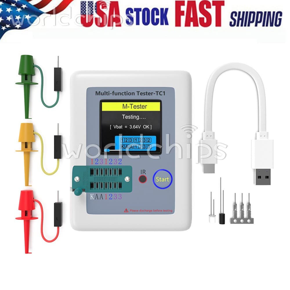 LCR-TC1 1.8" TFT LCD Transistor Tester Diode Triode Capacitor Resistor Meter U-S