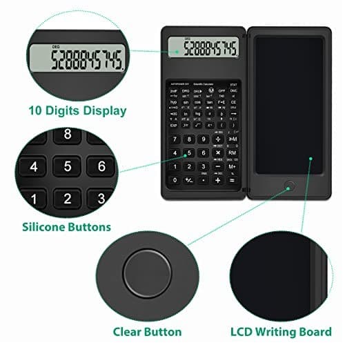 Scientific Calculator with Notepad,  10 Digits LCD Display Foldable Scientific  4
