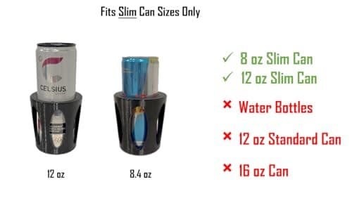 2 in 1 Slim Can Cup Holder Adapter Adjustable Fit 8.4 oz / 12 oz Cans Snug Fit  6