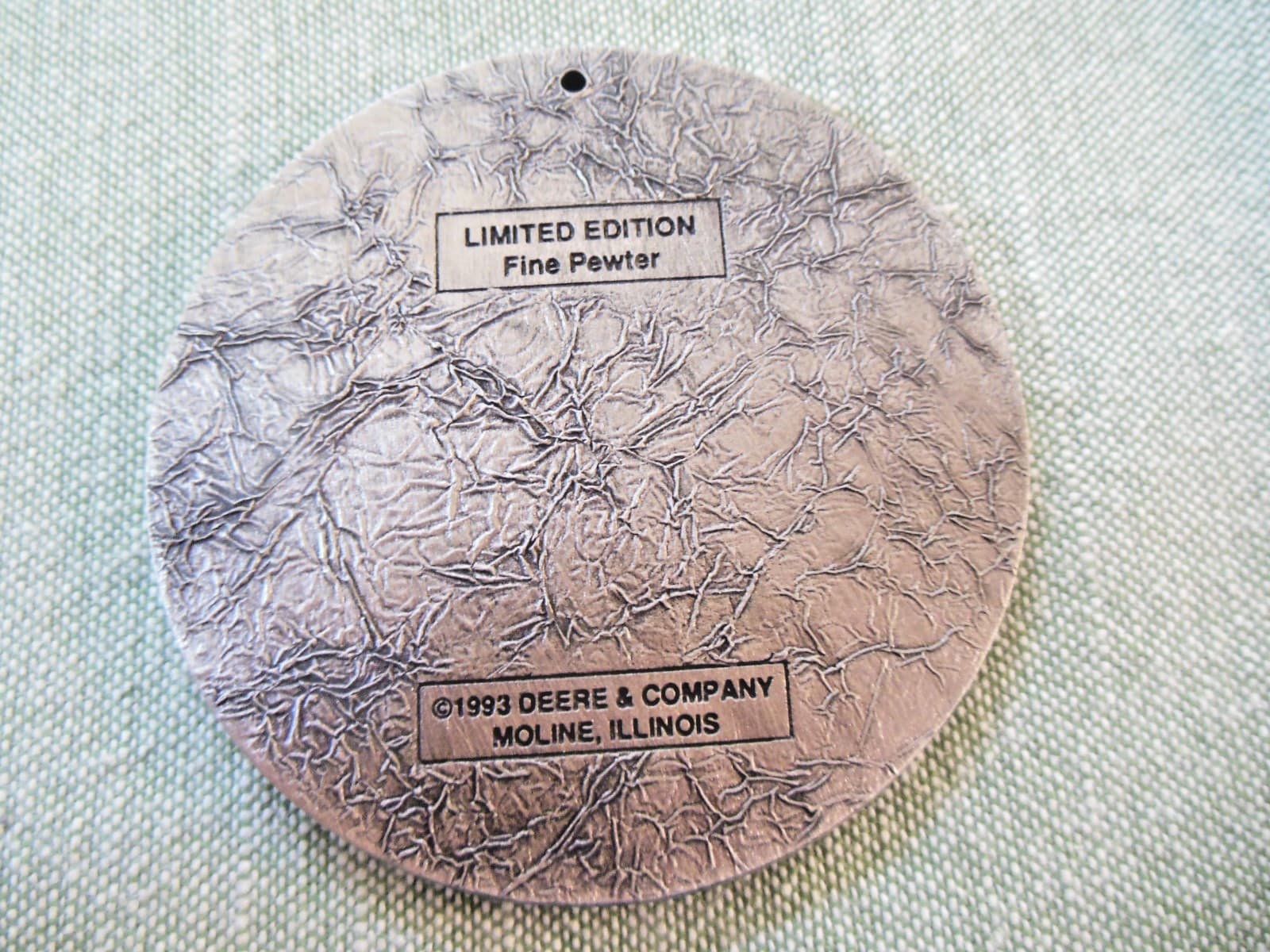 Vintage "Happy Holidays 1993 from John Deere" Ltd Edition Pewter Ornament - NIB 4