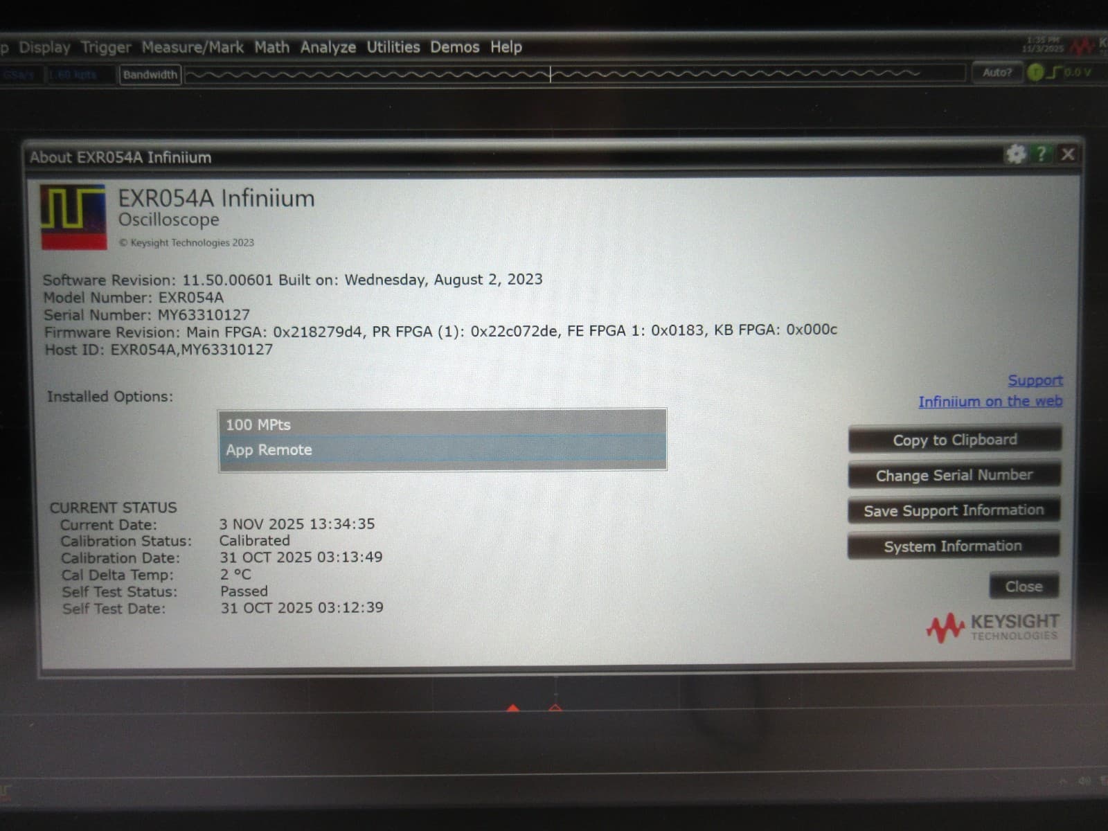 Keysight EXR054A Infiniium EXR-Series Oscilloscope 500 MHz, 16 GSa/s, 4 Ch, 100 6