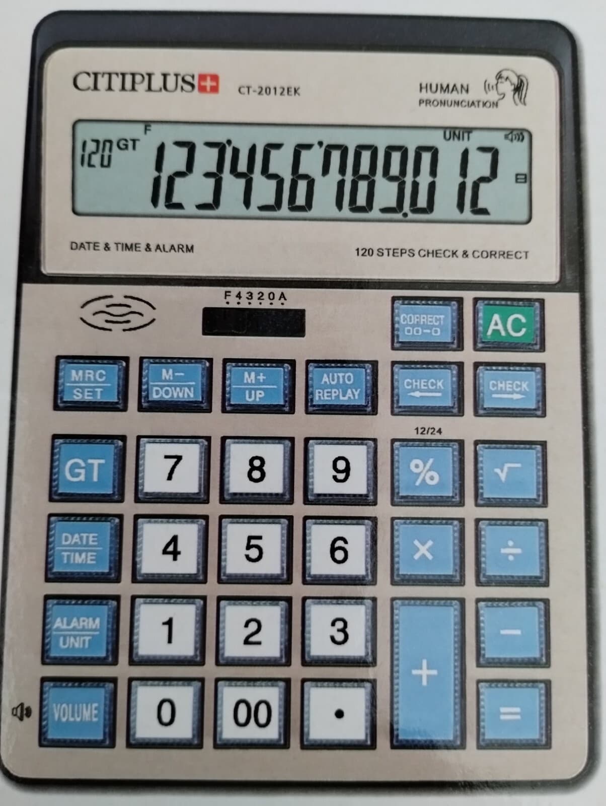 English Talking Calculator LARGE NUMBERS Alarm Date Time Clock Talks 12 Digit 2