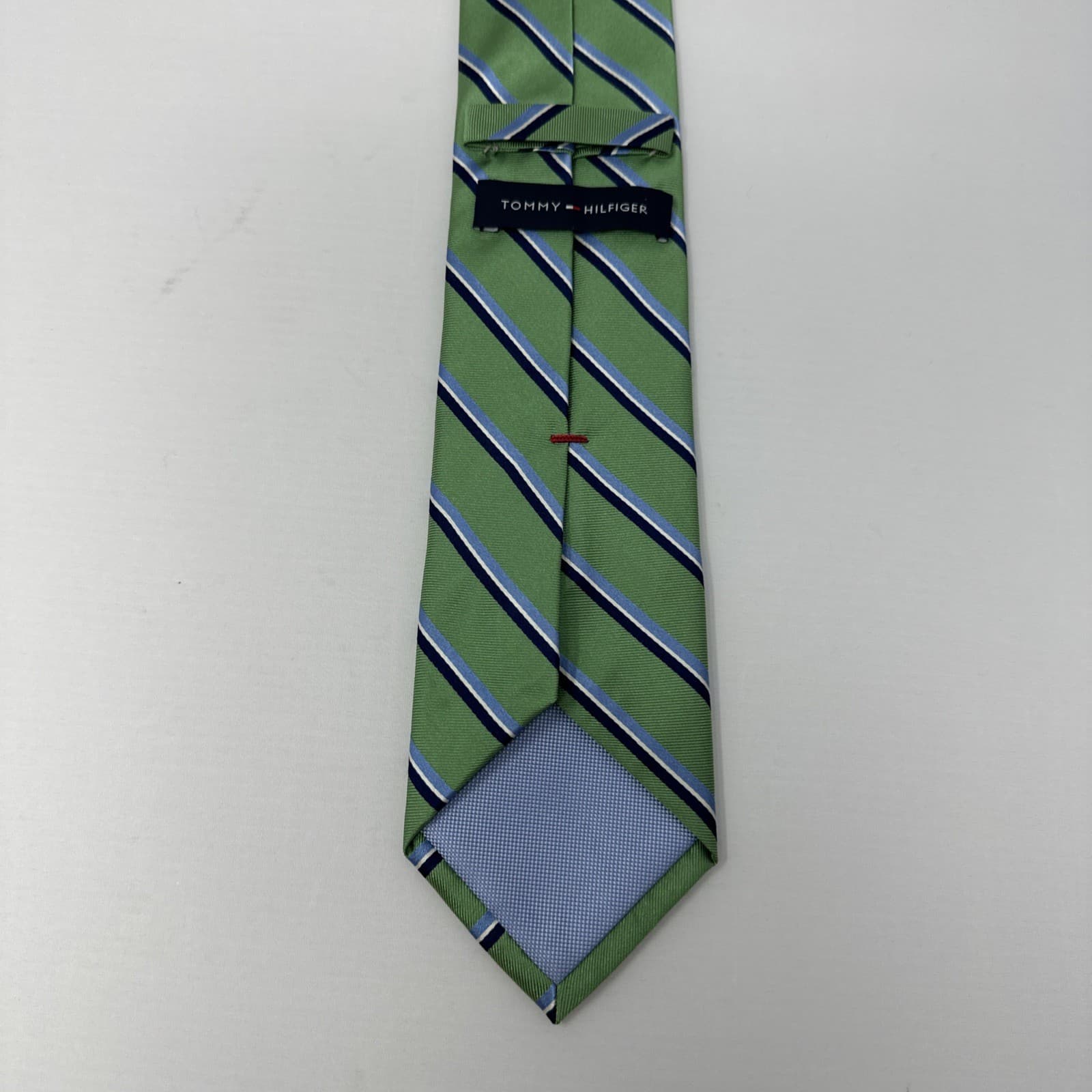 Tommy Hilfiger Repp Striped Tie Two Toned Green Blue Navy Men’s Necktie Silk 4