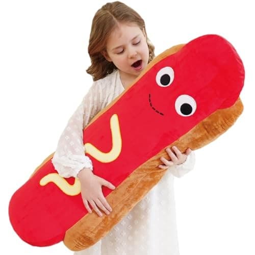Giant Hot Dog Plush Pillow – Funny Food Plush Toy, Soft Stuffed Hot Dog 35 Inch 2