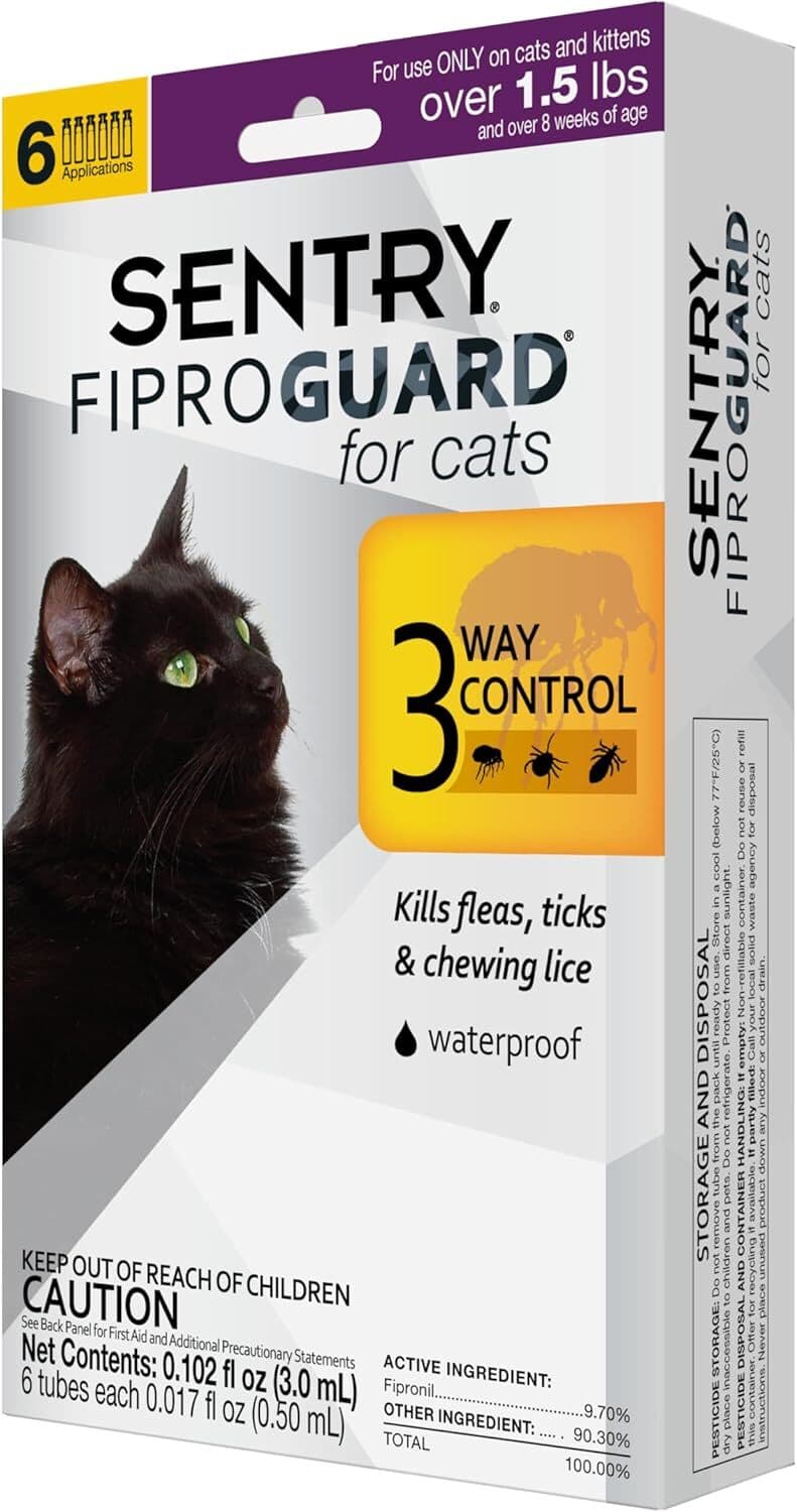 Sentry Fiproguard Flea and Tick Topical Drops for Cats 6 Doses Treatment Control 2