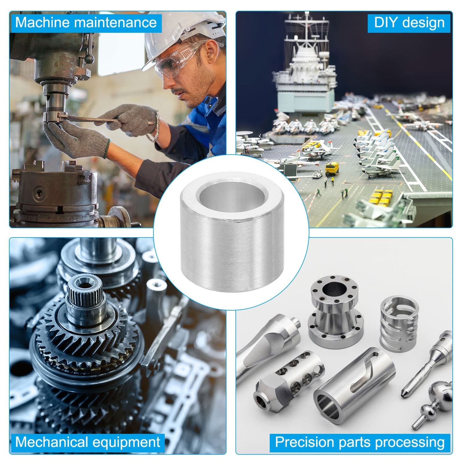 M6 Aluminum Spacers, 12 Pcs Metal Spacers Aluminum 6.2mm ID x 10mm OD x 8mm l 5