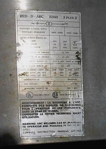 RED-D-ARC E300 3+2 STICK WELDERS 480V 250 A  - RECON/TESTED welding machine  5