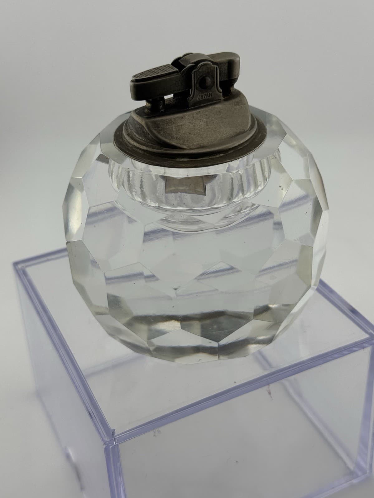 Vintage Japan Table Lighter Hand Cut Glass-Crystal 1970s