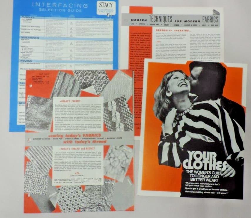 4 1970s Interfacing/Sewing Educational/Reference Pamphlets Lot