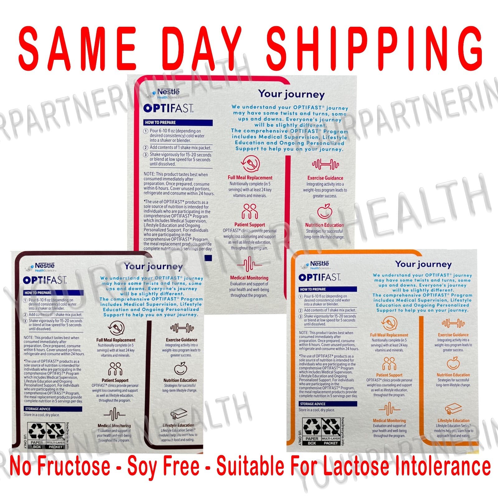 OPTIFAST NEW FORMULA POWDER SHAKE - 1 CASE COMBO - STRAW-CHOC-VAN 84 SERVINGS 3