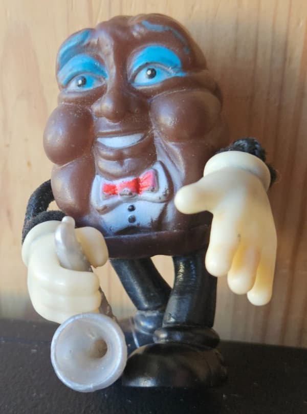 CALIFORNIA RAISINS, SAXOPHONE BENDY VINYL FIGURE. 1989 CALRAB, APPLAUSE. 4