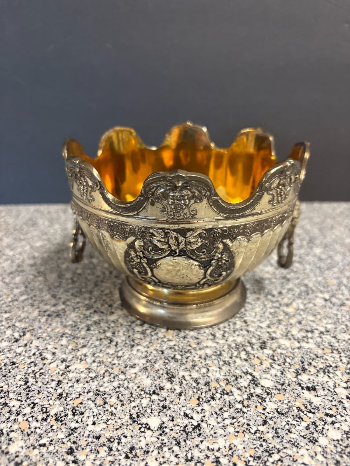 Vintage silver plate lions head handle bowl - Made in Japan 3