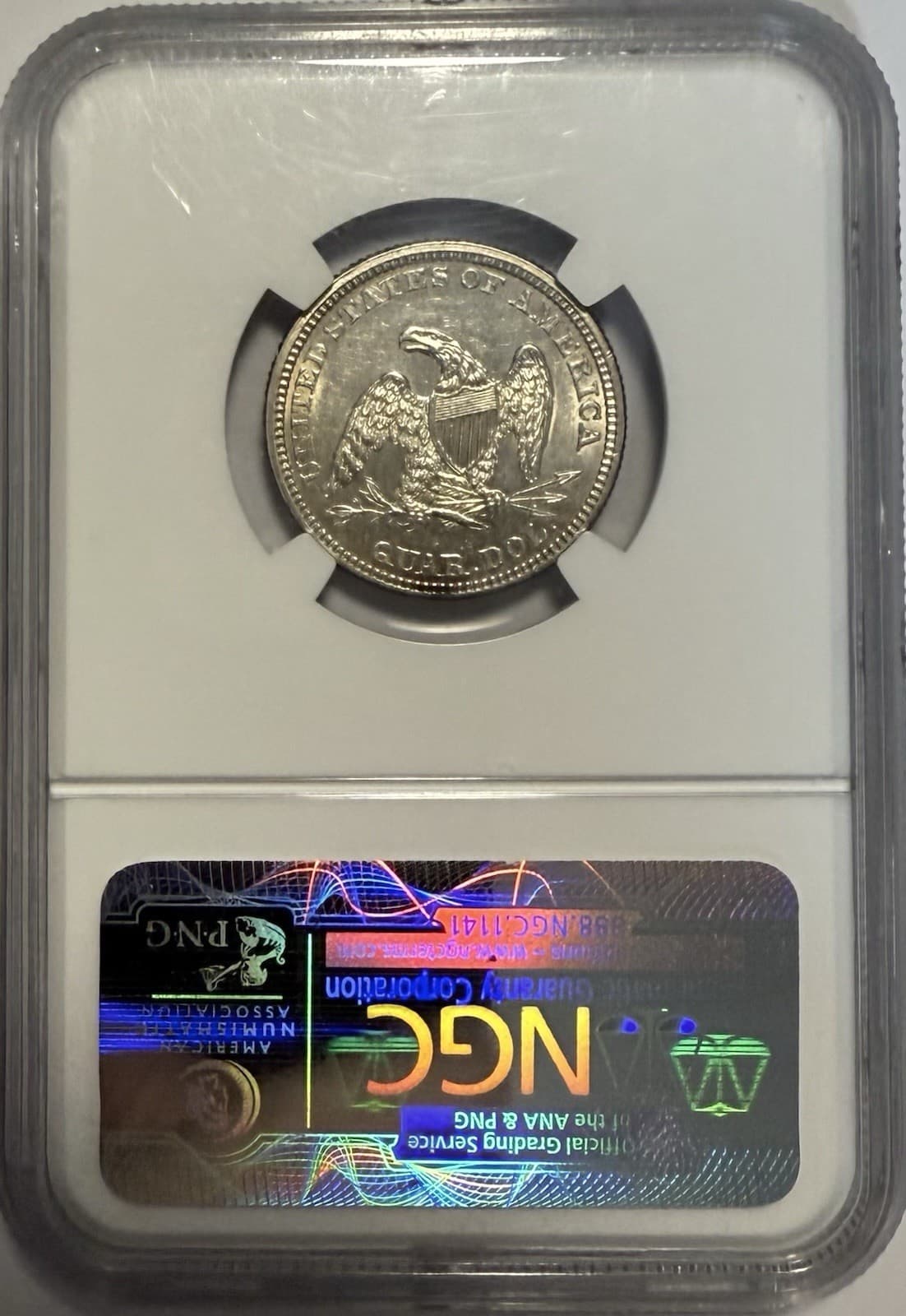 1860 Seated Liberty Quarter NGC MS61‼️CARTWHEEL LUSTER & STRONG STRIKE‼️ 2