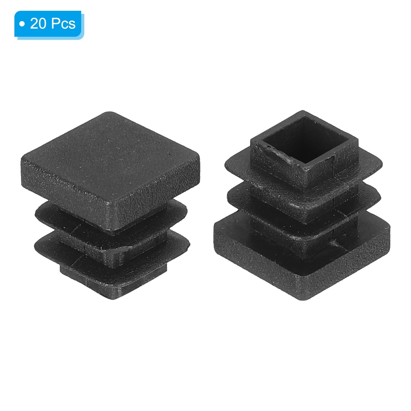 1/2"x1/2" Plastic Tubing End Caps, 20Pcs Square Hole Plug Insert, Black 3