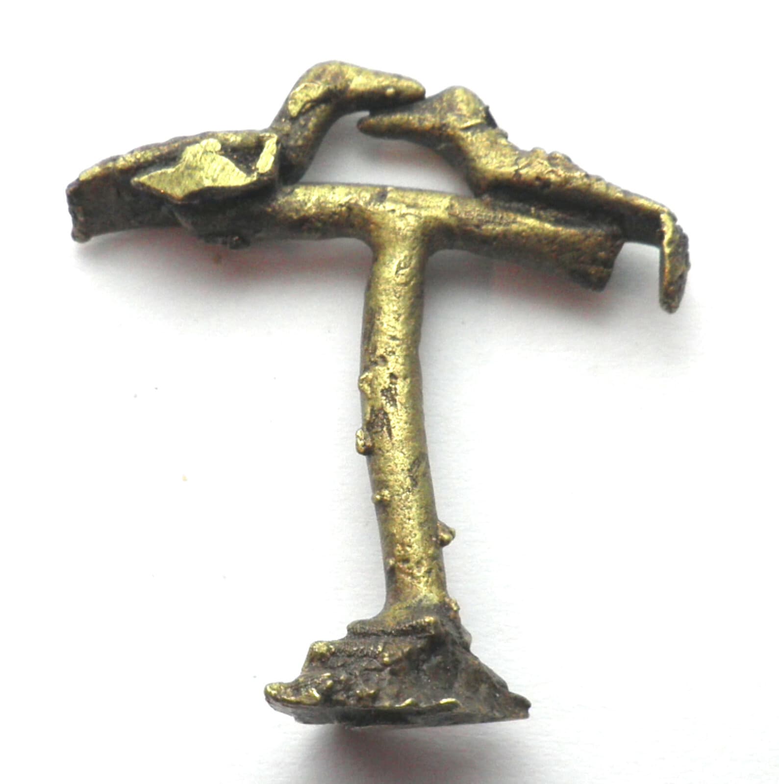 AFRICAN ASHANTI AKAN, TWO BIRDS ON STAND, GOLD WEIGHT 1700-1900 AD Brass 11.6g. 2