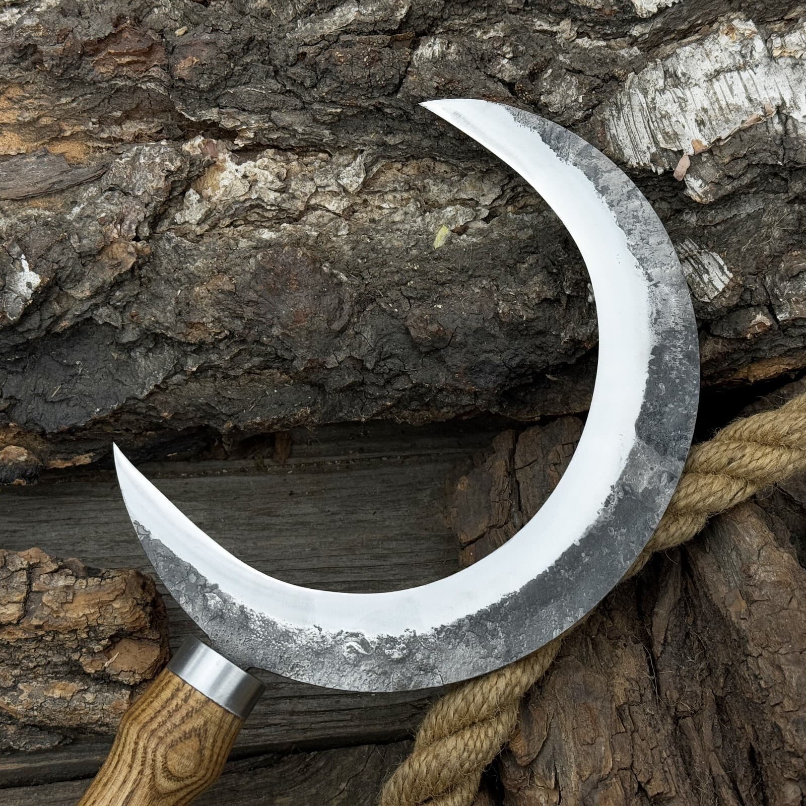 Crescent Moon Sickle for Gardening - Hand Forged Sickle for Harvesting. 5