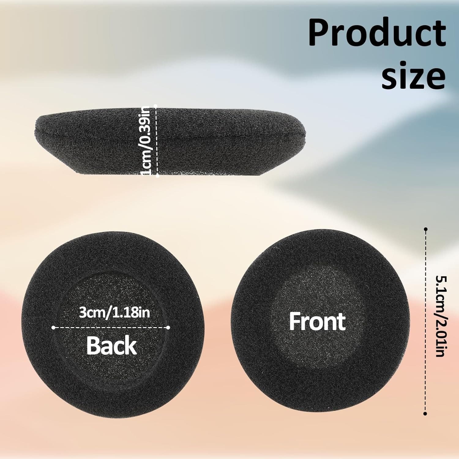 6 Pack 50mm Foam Ear Cushion Covers Headset Replacement Pads Phone Two Way Radio 2