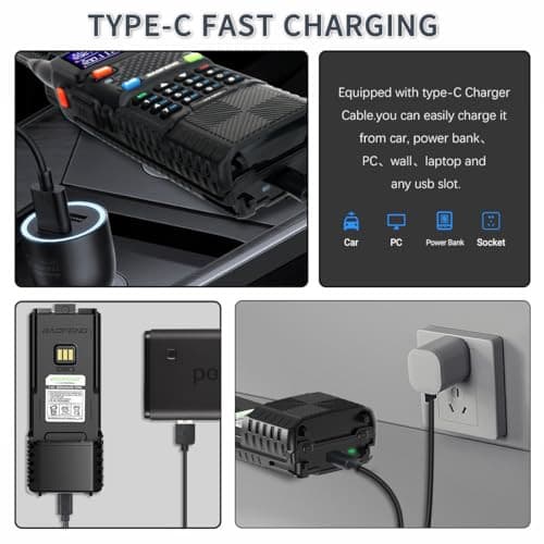 2x Baofeng 3800mAh Battery & Cable for 5RM GM-5RH UV-5G Plus UV-5RH Series 2