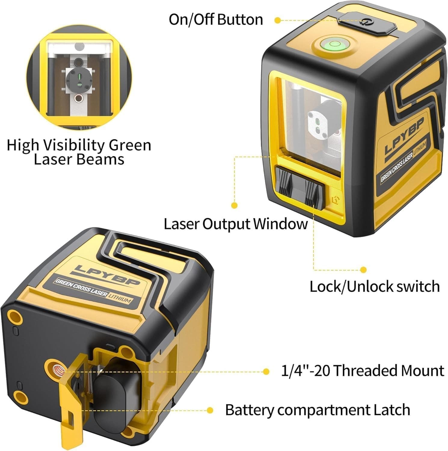 Laser Level 360° Tripod 100Ft Self Leveling Rechargeable Battery Cross Leveler 4