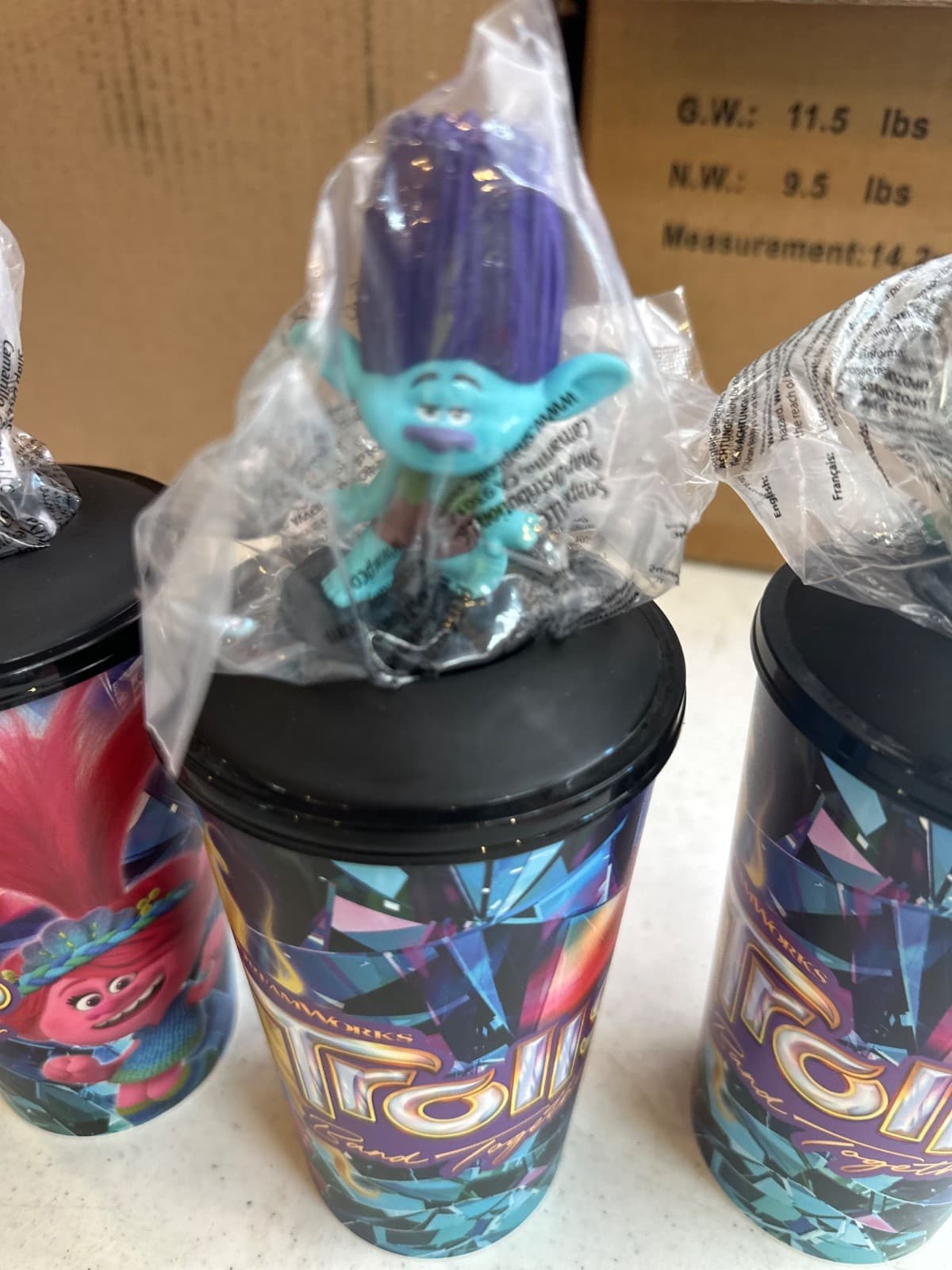 Set of 3 “DreamWorks Trolls: Band Together” AMC Promo 22 Oz Cup W/ Lid + Topper 4