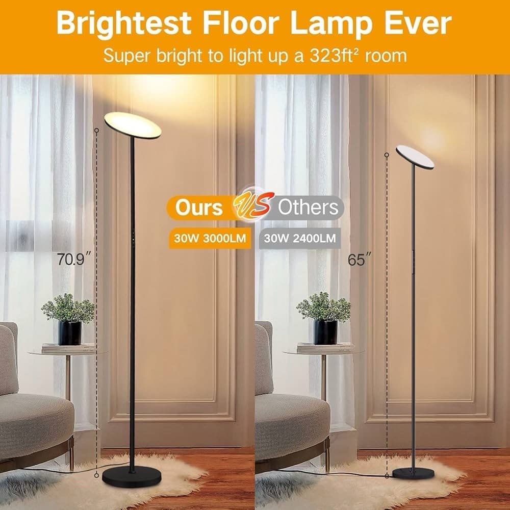  Floor Lamp, 30W/3000LM LED Modern Torchiere Sky Lamp, Super Bright Dimmable  5