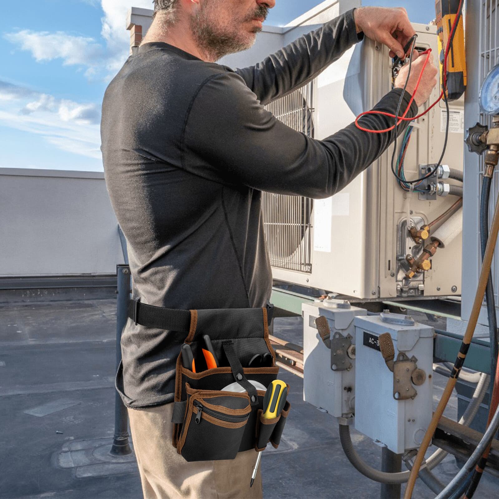 Electrician Waist Pocket Belt Tool Pouch Bag, Hardware Toolkit Work Organizer 6