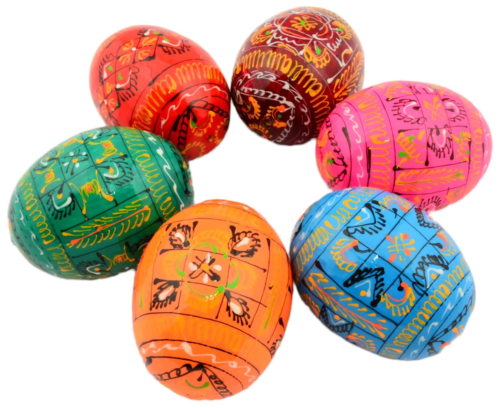 6 Wooden Ukrainian Pysanky Pysanka Easter Painted Eggs