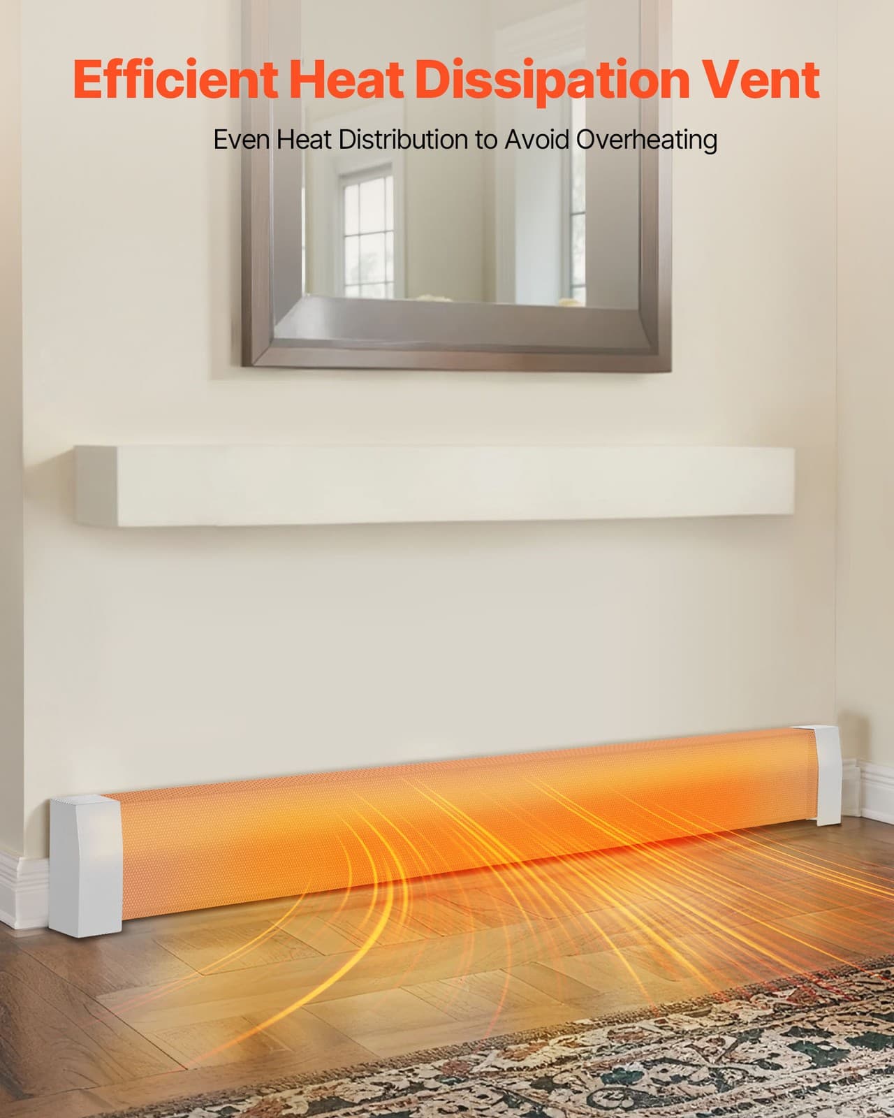 VEVOR 6 ft Baseboard Heater Covers Premium Series Standard for Bedroom White 4
