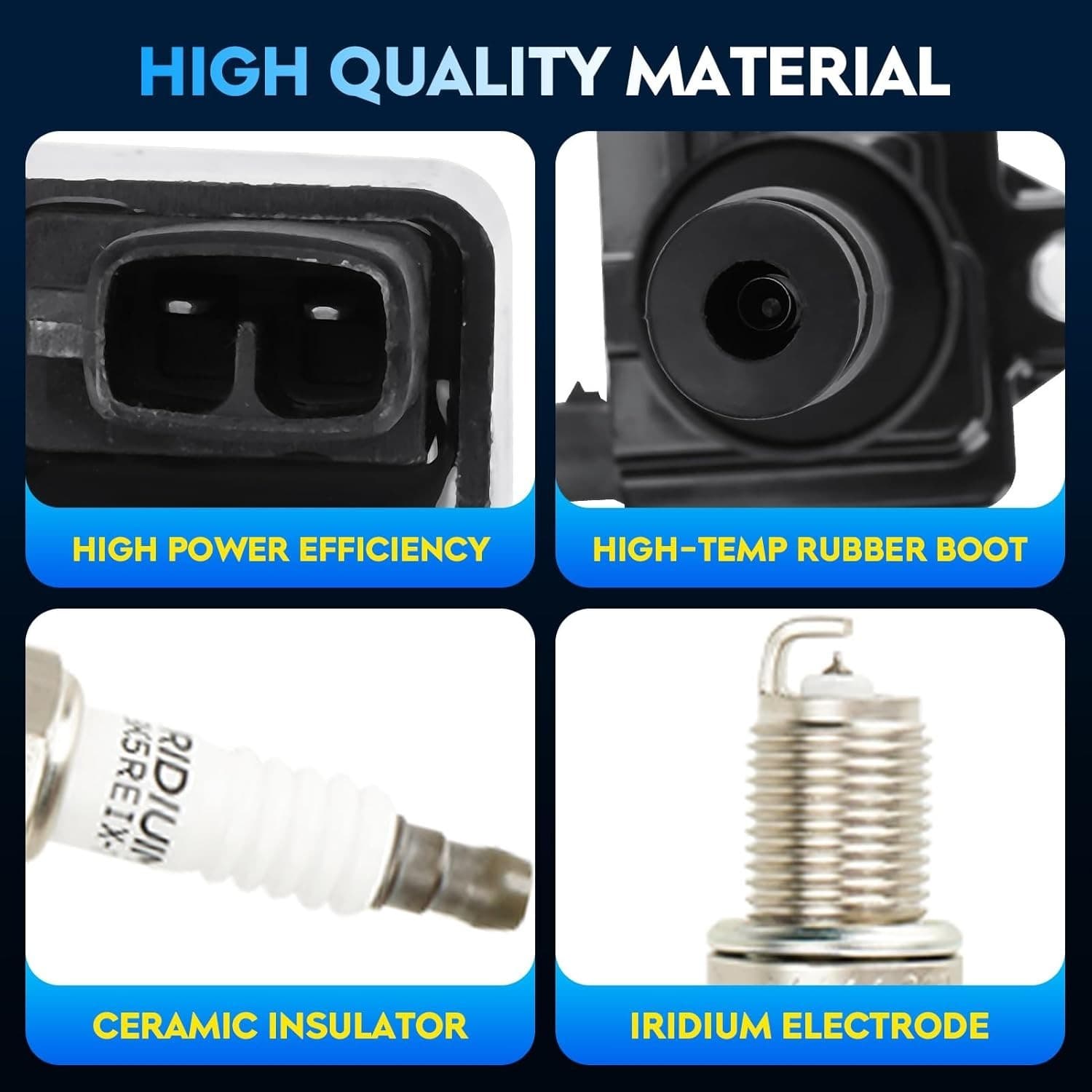 Ignition Coil Pack + Iridium Spark Plugs w/Ignition Wire for 1996-2002 Toyota... 4