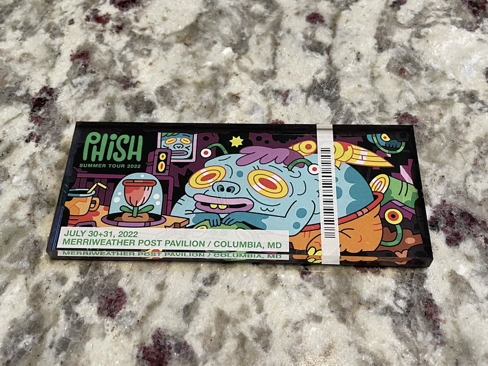 Phish Lucite Magnet. Merriweather Post Pavilion. Columbia, Maryland. July 2022