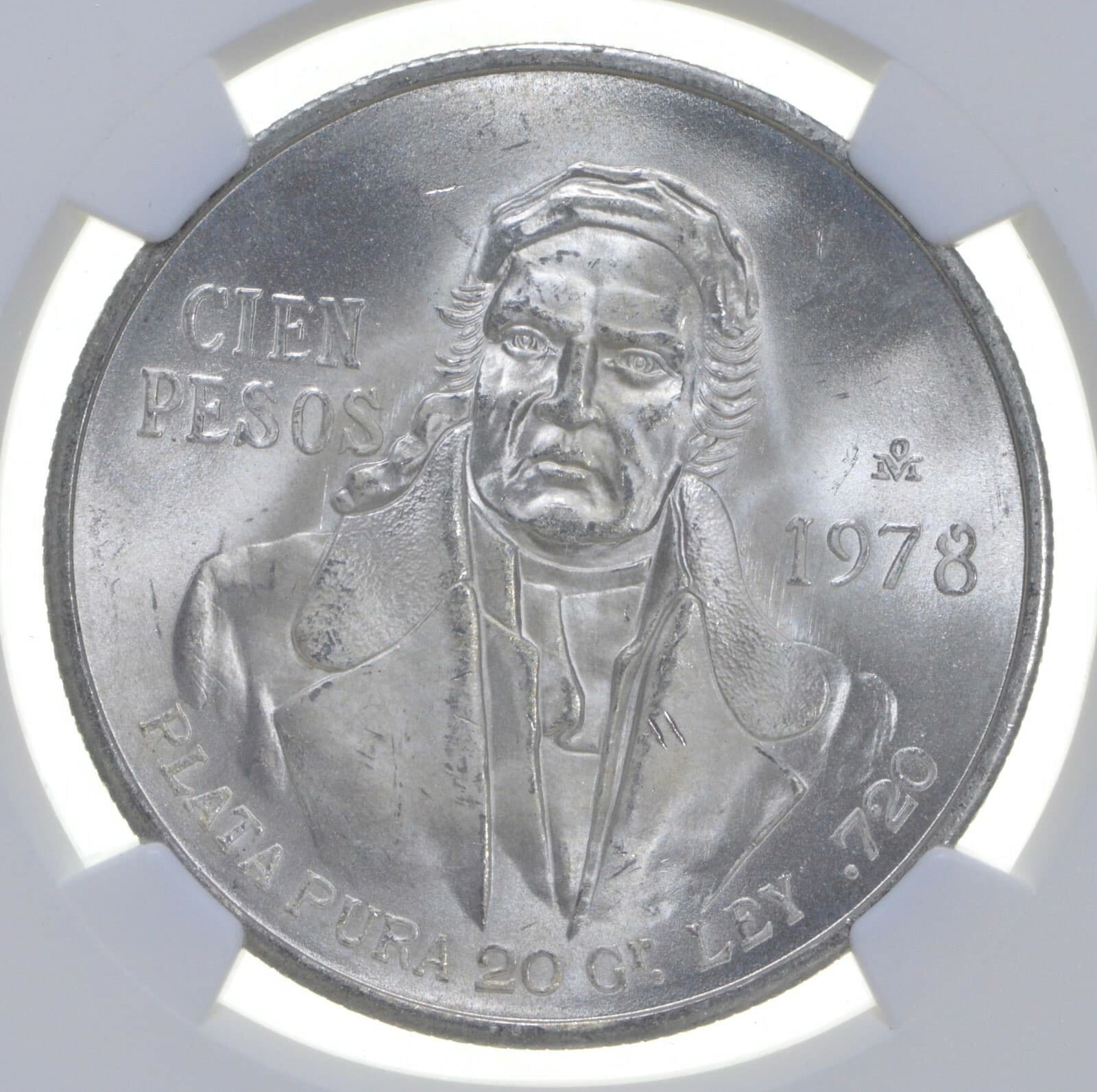 1978 MEXICO Silver 100 PESOS S100P NGC MS 65 LUSTER GEM BU 3